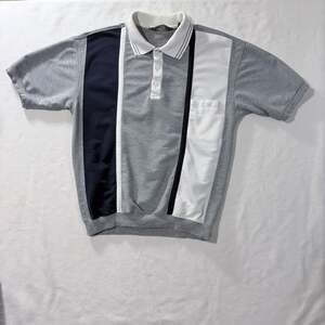 Vintage David Taylor Men's Colorblock Banded Bottom Polo Shirt Gray Size M
